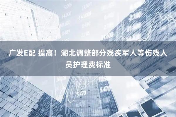 广发E配 提高！湖北调整部分残疾军人等伤残人员护理费标准