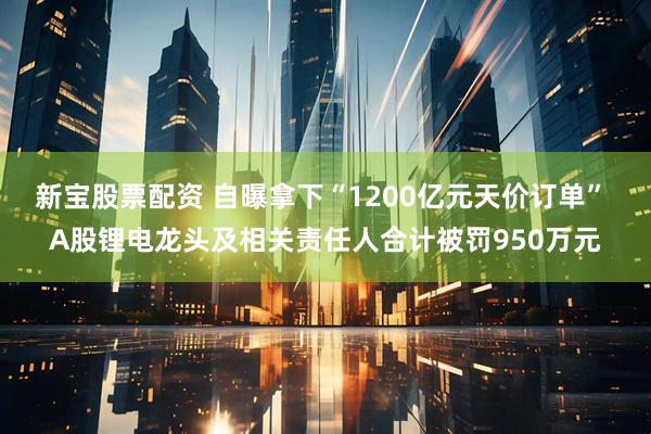 新宝股票配资 自曝拿下“1200亿元天价订单” A股锂电龙头及相关责任人合计被罚950万元